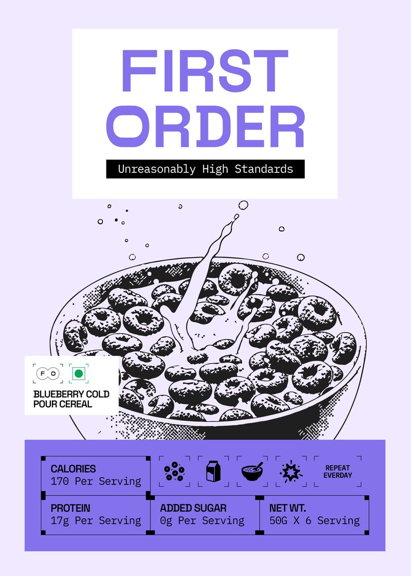First Order Blueberry cereal box